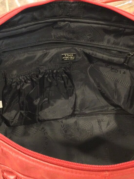 PICARD Red Leather Handbag Top Handle Medium Zip Bag - Picture 8 of 11